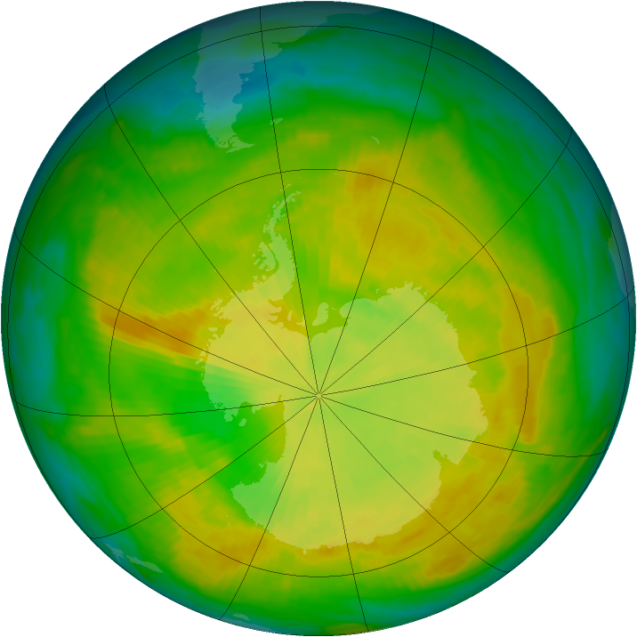 Antarctic ozone map for 30 November 1980